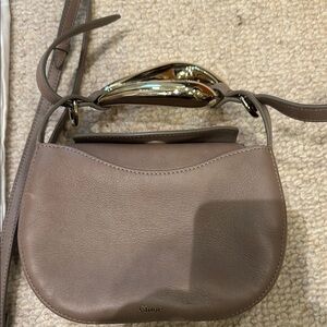 Chloe Tan Leather Clutch with Gold Handle